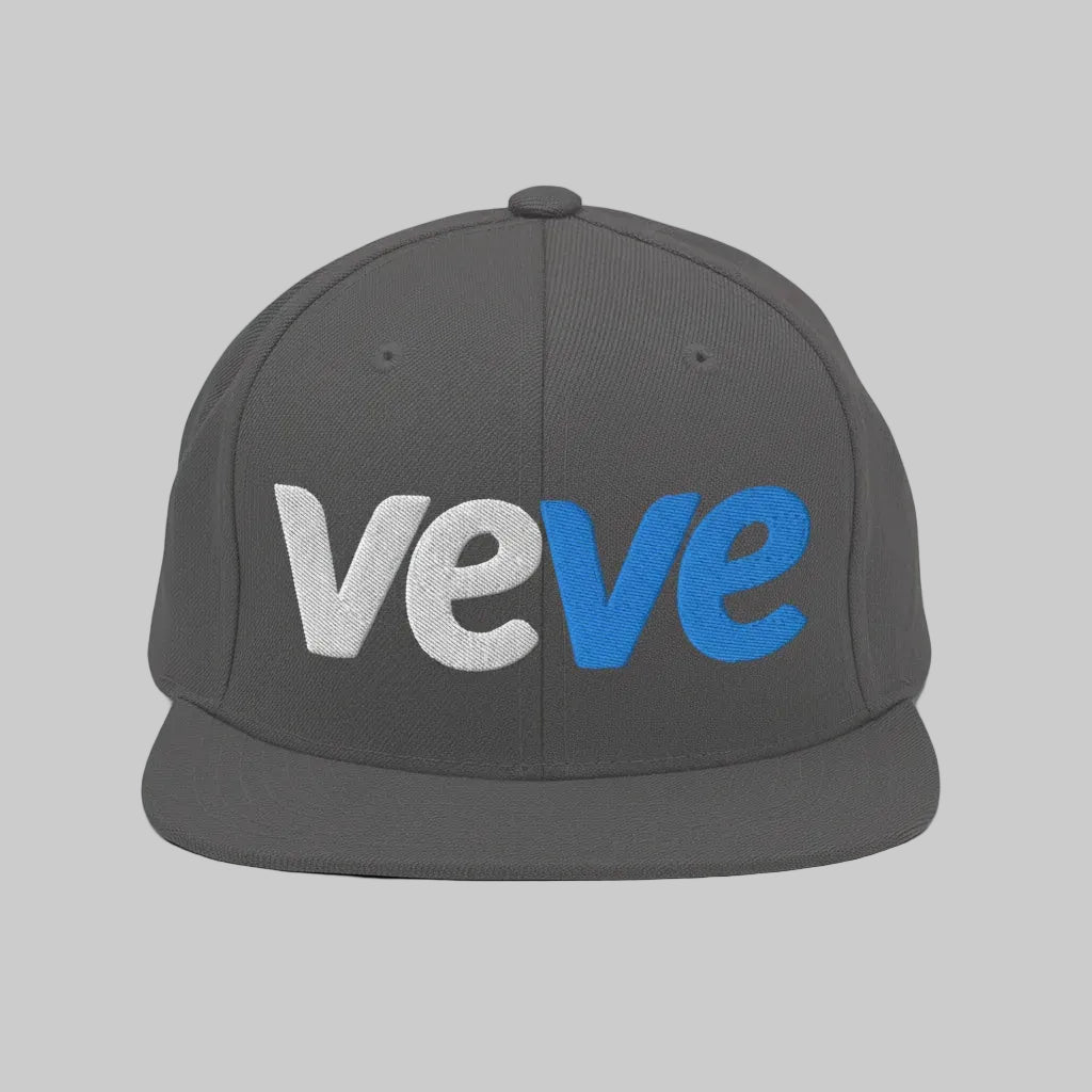 VeVe New Logo Snapback Hat — Dark Grey color variant, flatlay from Common Club