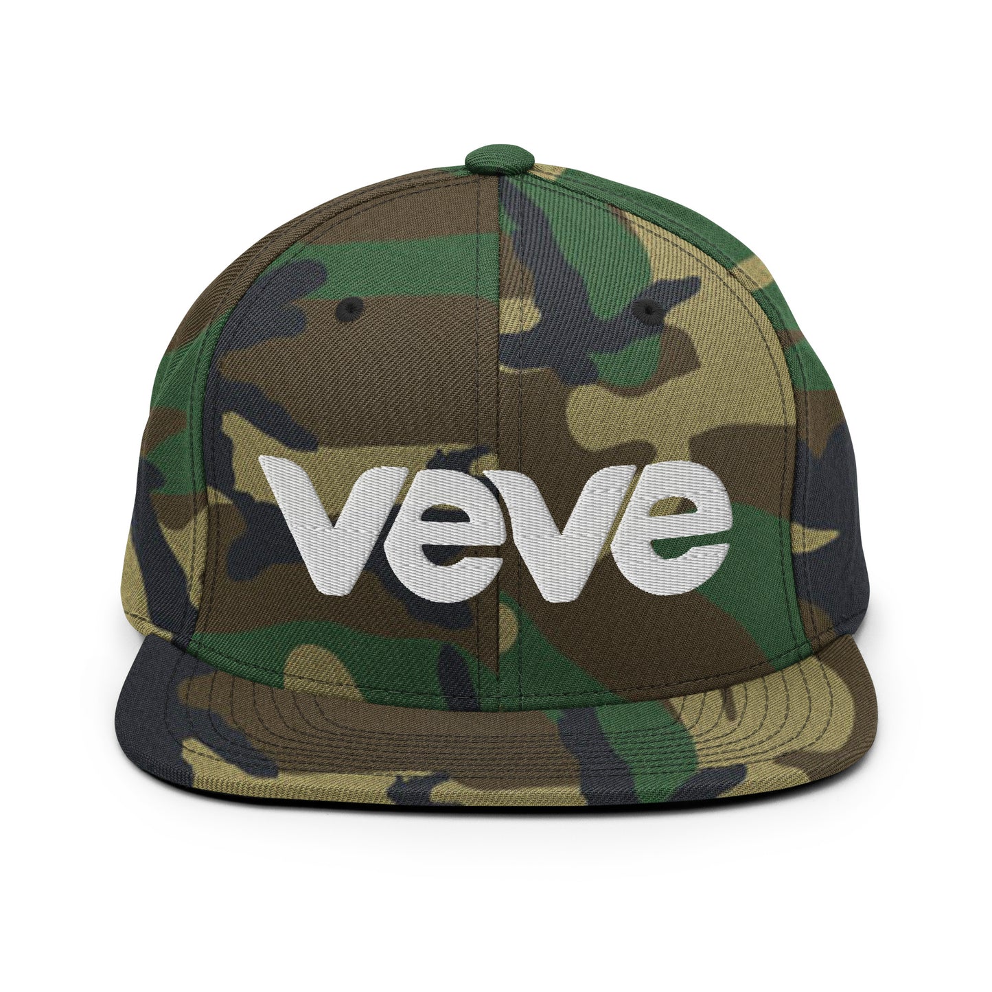 Veve Logo Camo Snapback Hat White.