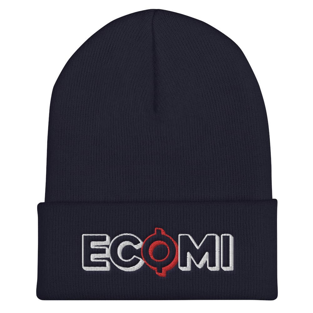 Navy blue Ecomi Text Logo beanie