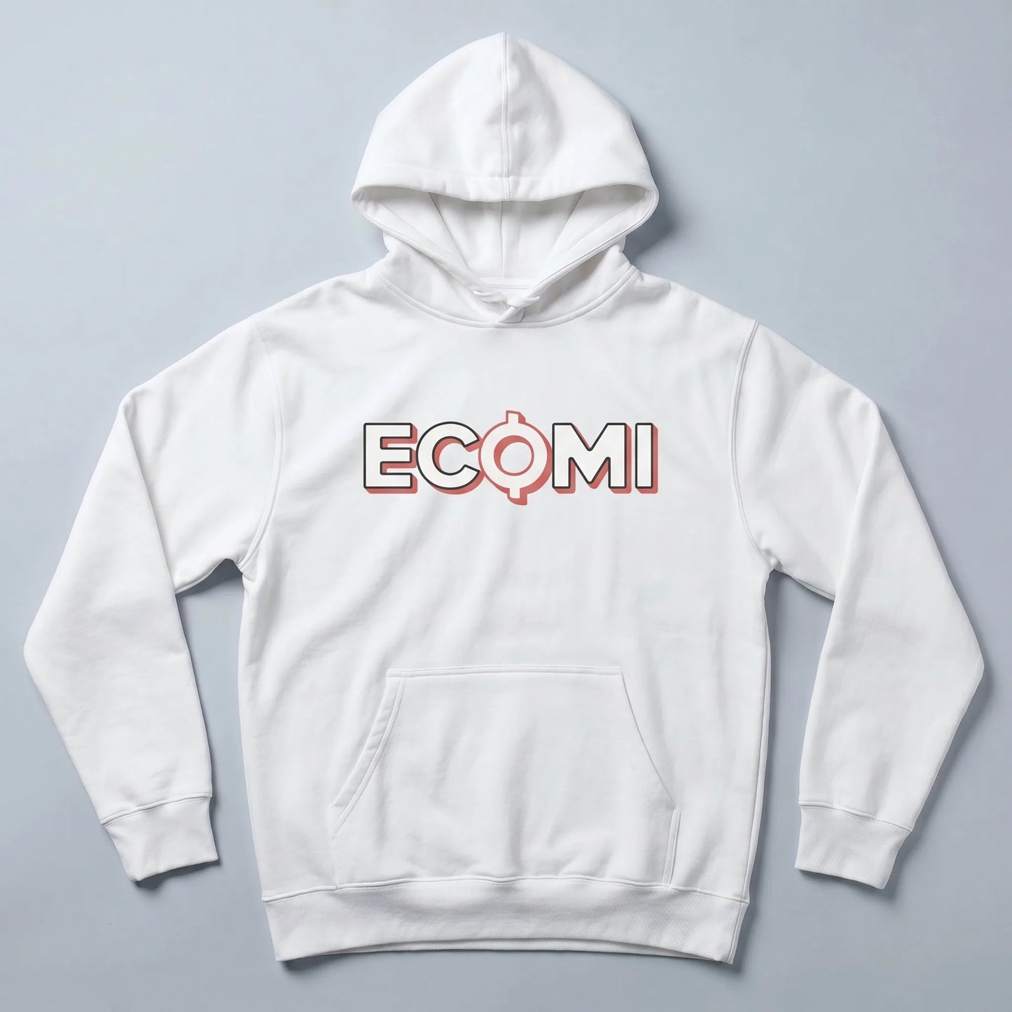 Ecomi Premium Hoodie — fandom collecting hoodie from Common Club, ECOMI wordmark flat lay