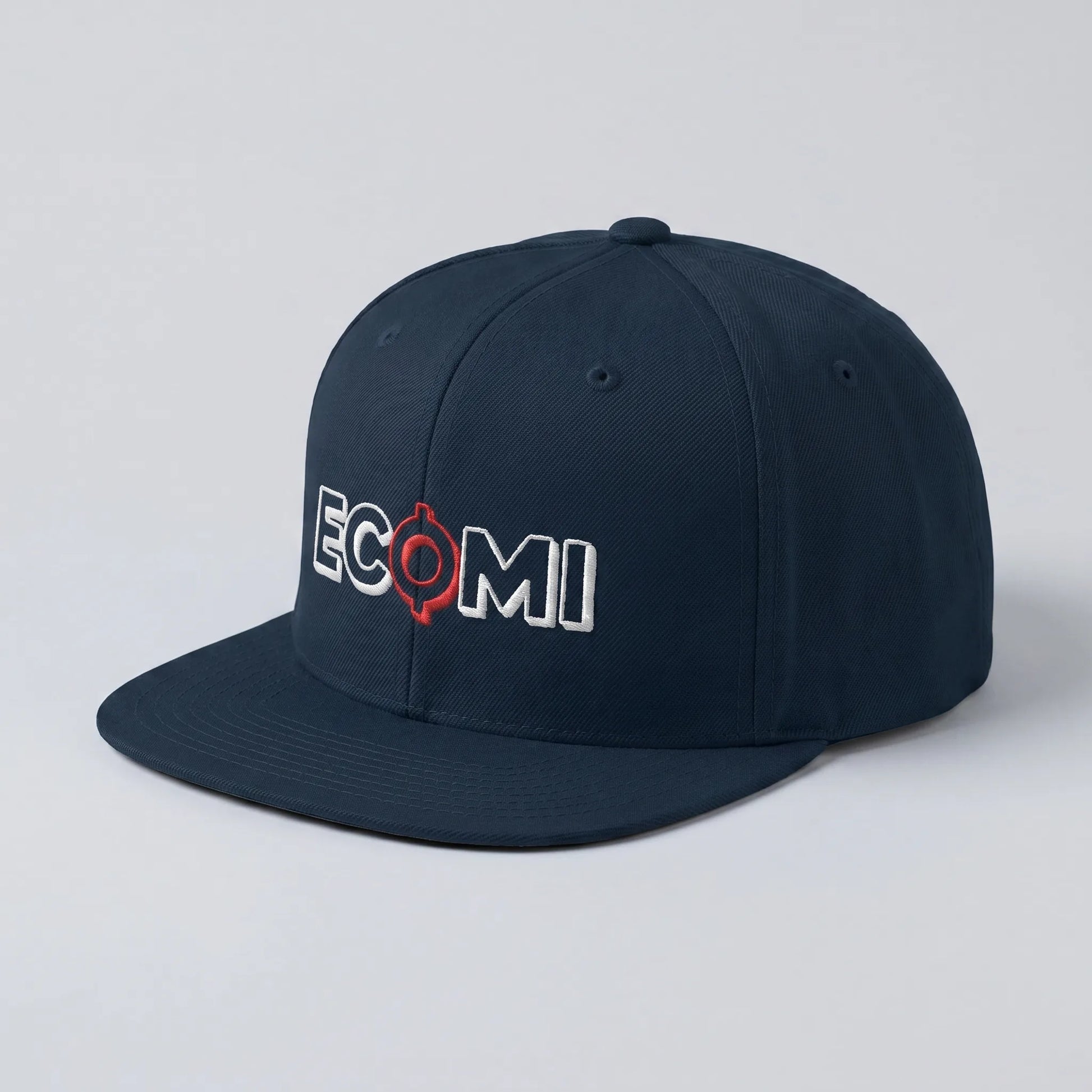 Ecomi Snapback Hat — side view from Common Club, structured crown with flat bill and metal eyelet vent
