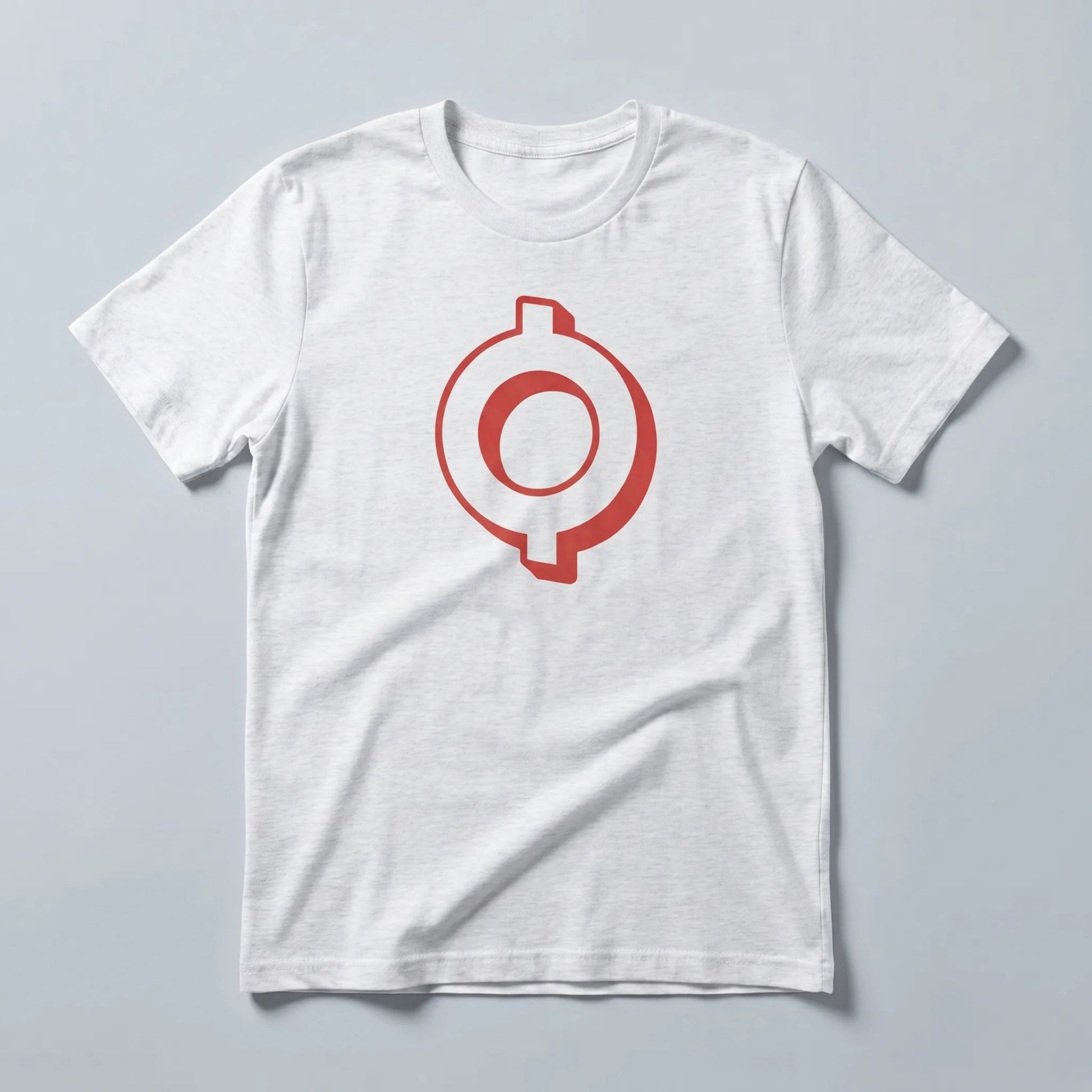 OMI Logo T-Shirt — ECOMI OMI token logo tee in athletic heather, flat-lay front view from Common Club