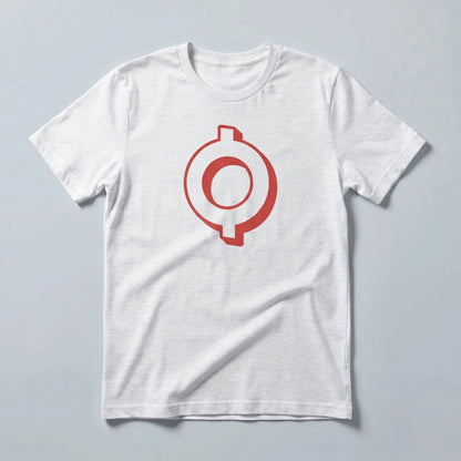 OMI Logo T-Shirt — ECOMI OMI token logo tee in athletic heather, flat-lay front view from Common Club