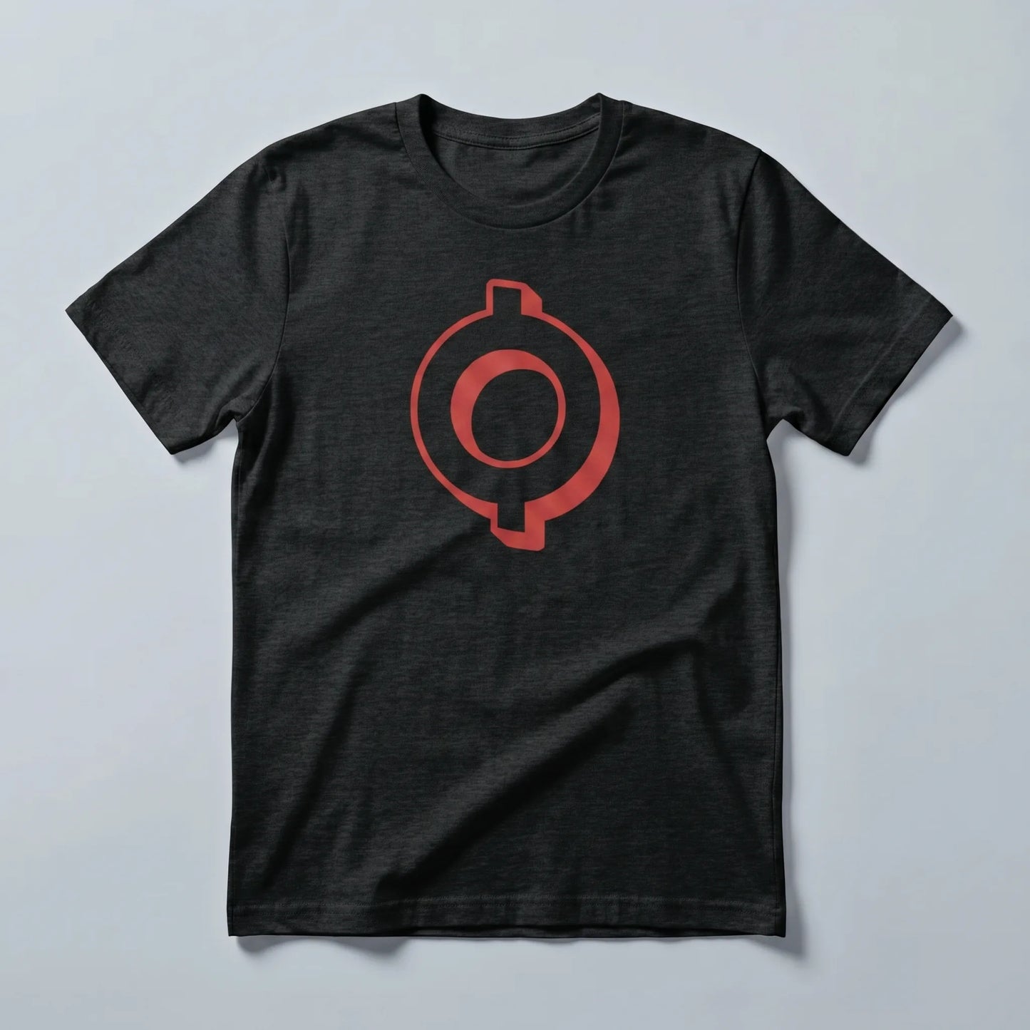 OMI Logo T-Shirt — ECOMI OMI token logo tee in black heather, flat-lay front view from Common Club