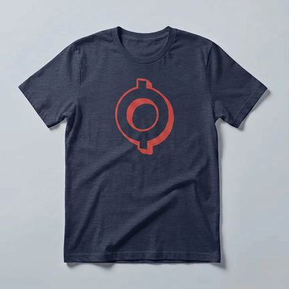 OMI Logo T-Shirt — ECOMI OMI token logo tee in heather midnight navy, flat-lay front view from Common Club