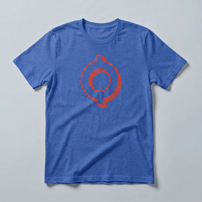 OMI Logo T-Shirt — ECOMI OMI token logo tee in heather true royal, flat-lay front view from Common Club