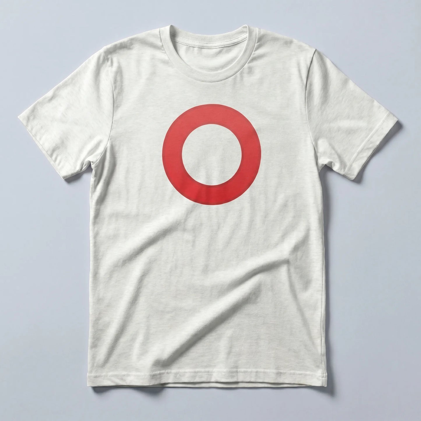 Omi Token Red Circle T-Shirt — OMI emoji tee in ash, flat-lay front view from Common Club