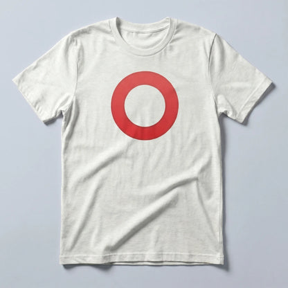 Omi Token Red Circle T-Shirt — OMI emoji tee in ash, flat-lay front view from Common Club