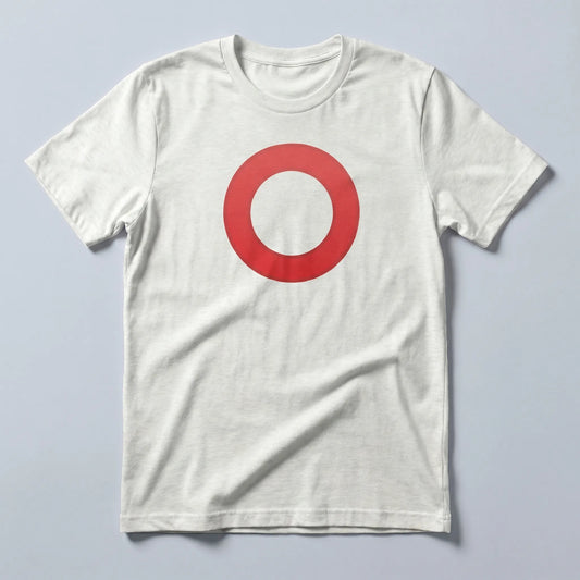 Omi Token Red Circle T-Shirt — OMI emoji tee in ash, flat-lay front view from Common Club