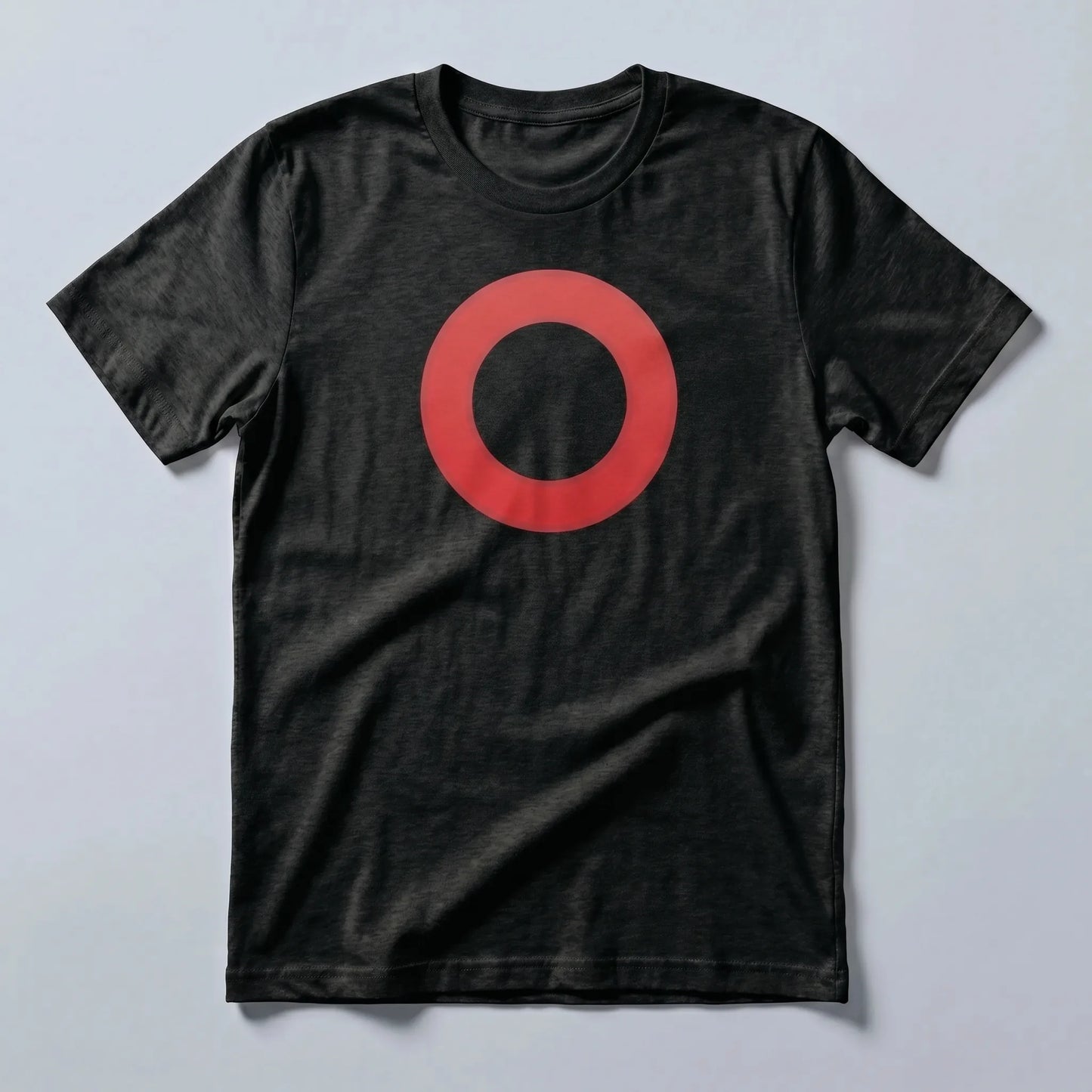 Omi Token Red Circle Emoji T-shirt — ECOMI OMI red circle tee in black heather, flat-lay front view from Common Club