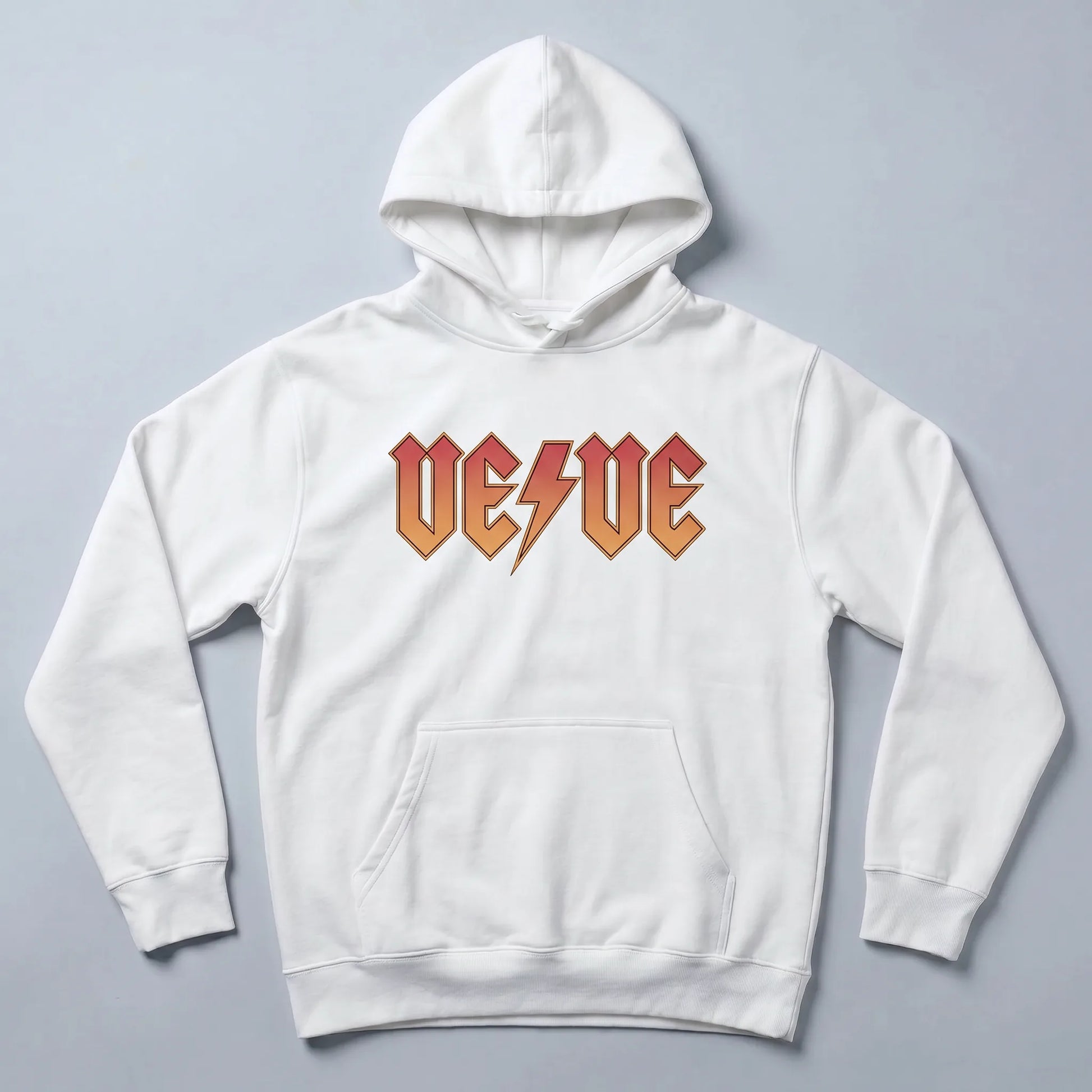 VeVe Classic Rock Premium Hoodie — fandom collecting hoodie from Common Club, rock font flat lay