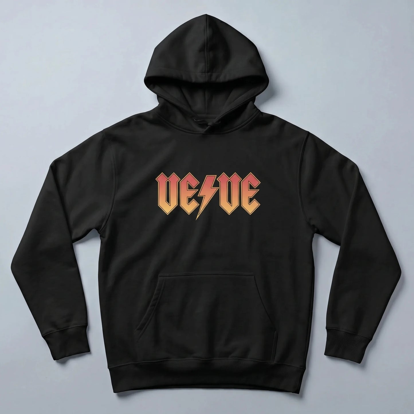 VeVe Classic Rock Premium Hoodie — fandom collecting hoodie from Common Club, rock lettering flat lay