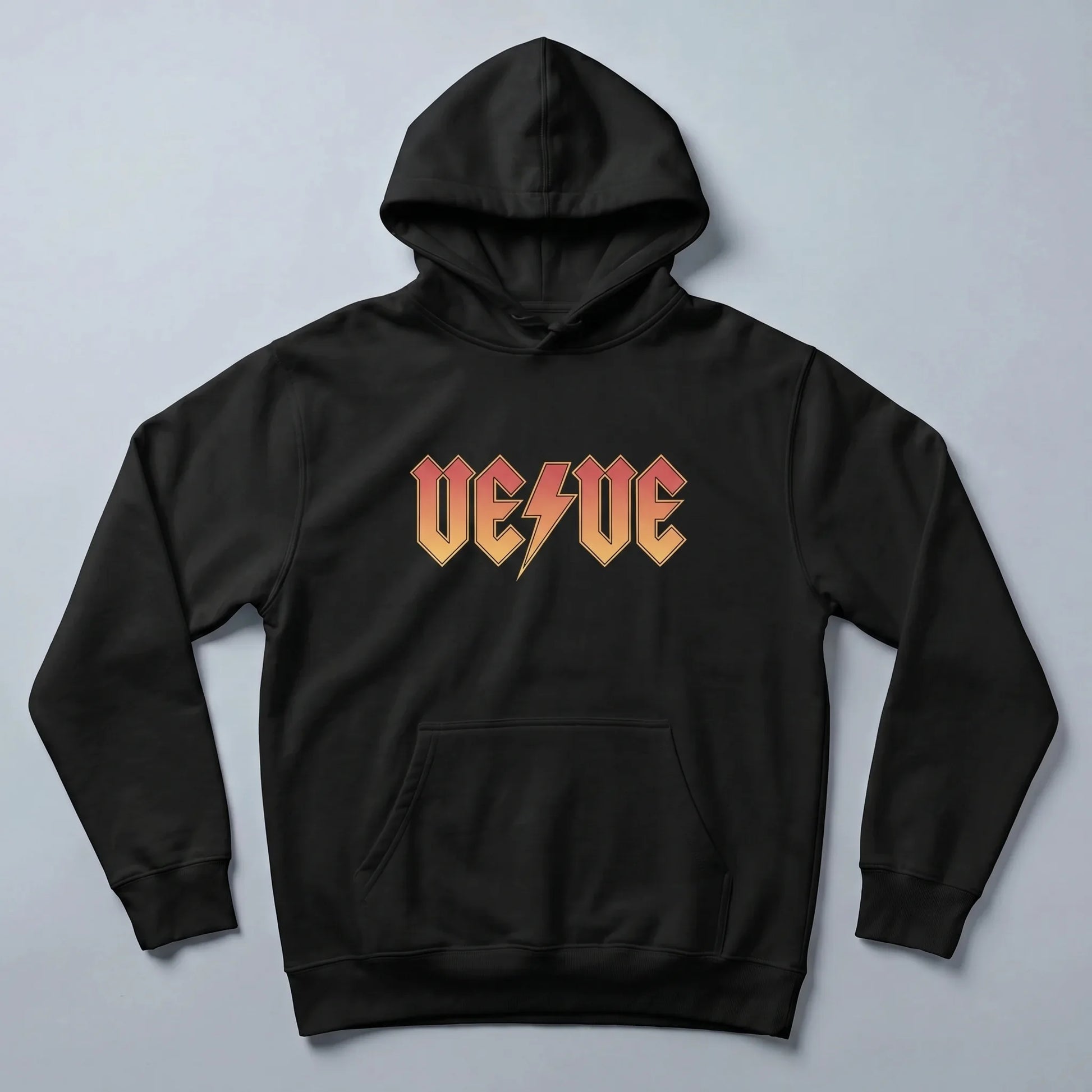 VeVe Classic Rock Premium Hoodie — fandom collecting hoodie from Common Club, rock lettering flat lay