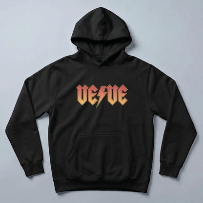 VeVe Classic Rock Premium Hoodie — fandom collecting hoodie from Common Club, rock lettering flat lay