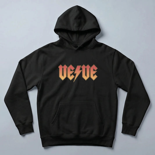 VeVe Classic Rock Premium Hoodie — fandom collecting hoodie from Common Club, rock lettering flat lay