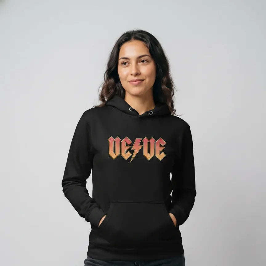 VeVe Classic Rock Premium Hoodie — fandom collecting hoodie from Common Club, modeled front view studio