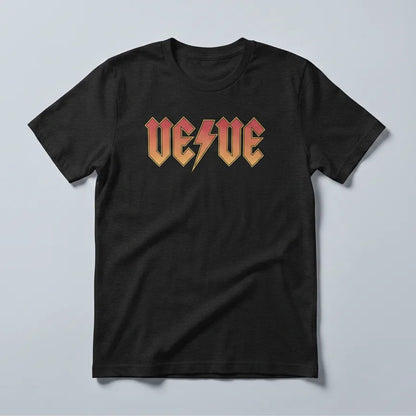 Veve Collectibles Classic Rock Logo T-Shirt — digital collector tee in black heather, flat-lay front view from Common Club