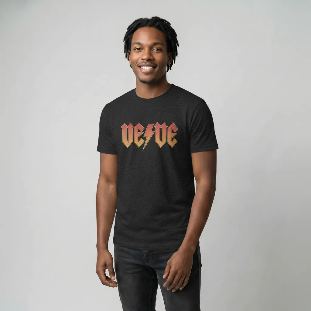 Veve Collectibles Classic Rock Logo T-Shirt — digital collector tee in black heather, modeled front view from Common Club