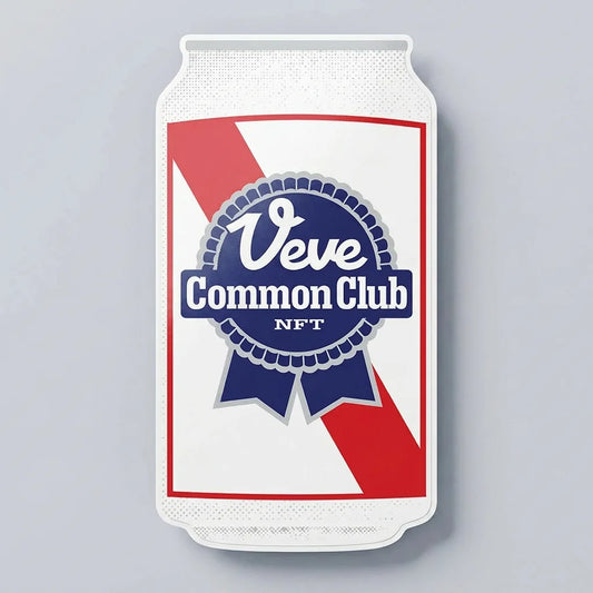 Veve Collectibles Blue Ribbon Logo Sticker — die-cut kiss-cut vinyl sticker on Common Club studio backdrop