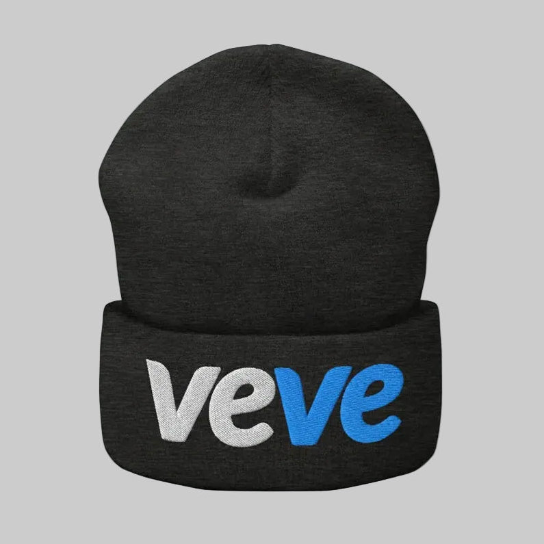 Veve Digital Collectibles Logo Cuffed Beanie — Dark Grey color variant, flatlay from Common Club
