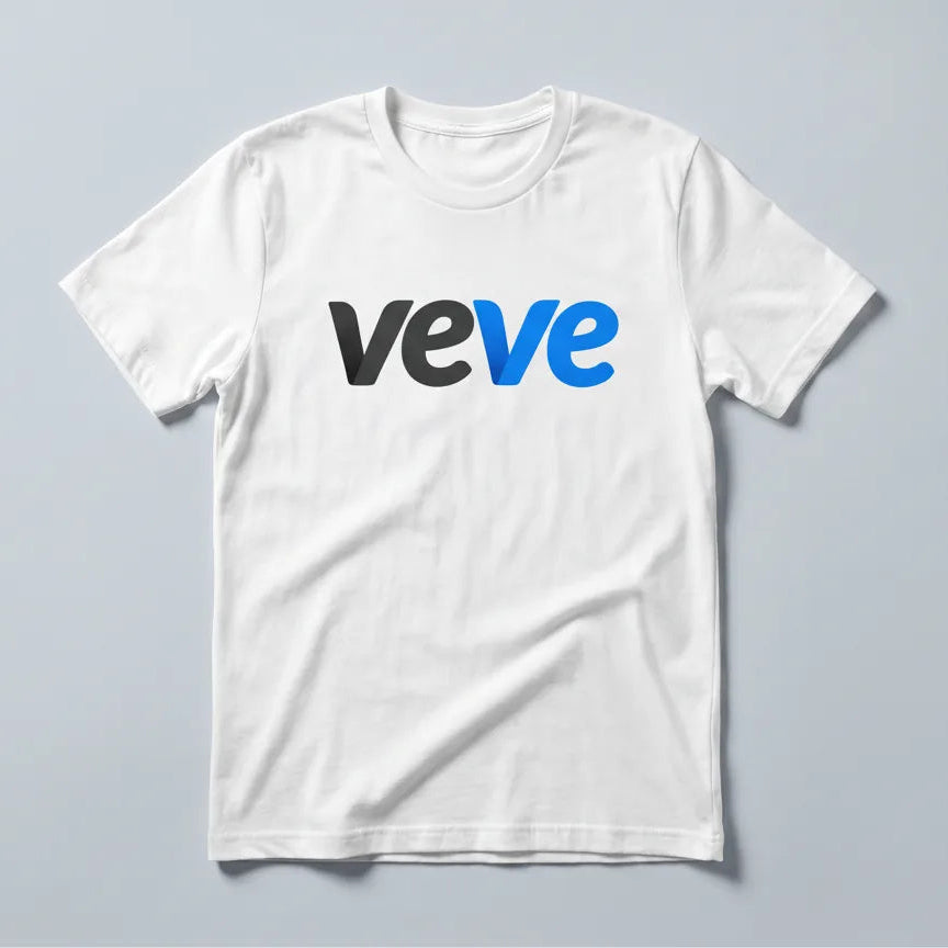 Veve Digital Collectibles Logo T-Shirt — VeVe classic logo tee in white, flat-lay front view from Common Club