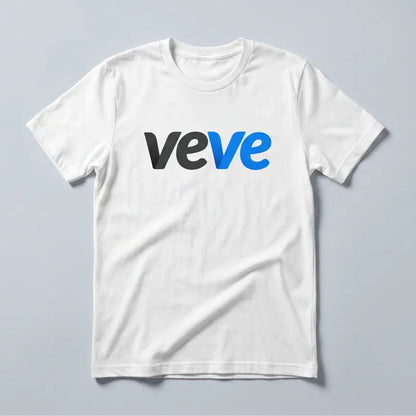 Veve Digital Collectibles Logo T-Shirt — VeVe classic logo tee in white, flat-lay front view from Common Club