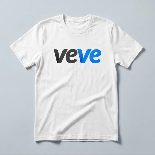 Veve Digital Collectibles Logo T-Shirt — VeVe classic logo tee in white, flat-lay front view from Common Club