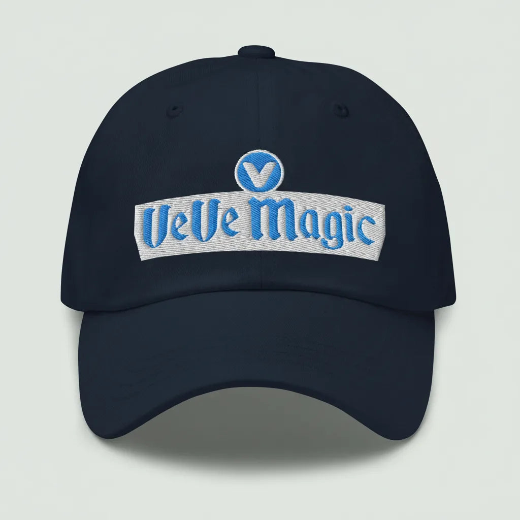 VeVe Magic Dad Hat — Navy color variant, flatlay from Common Club