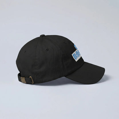 VeVe Magic Dad Hat — side view from Common Club, black dad hat with pre-curved bill and brass buckle strap