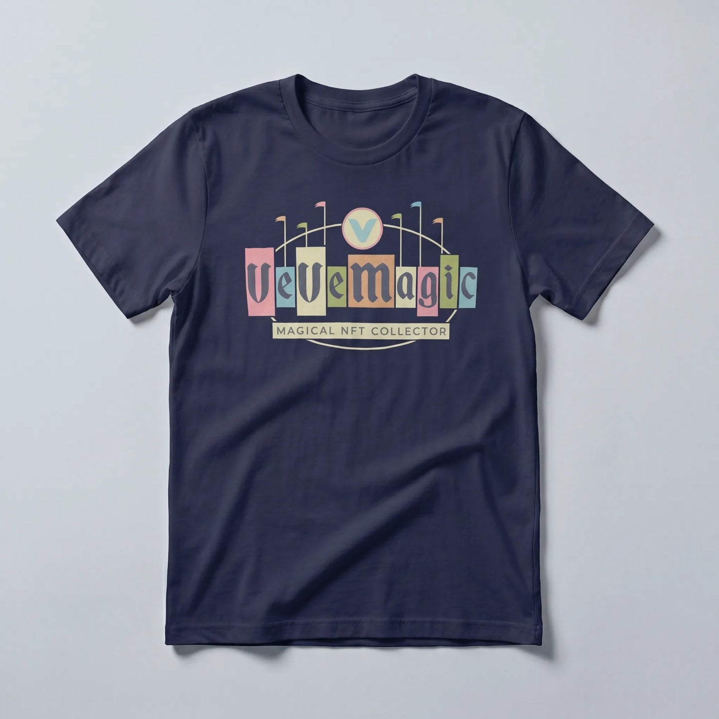 VeVe Magic T-Shirt — fandom collecting tee in navy, flat-lay front view from Common Club