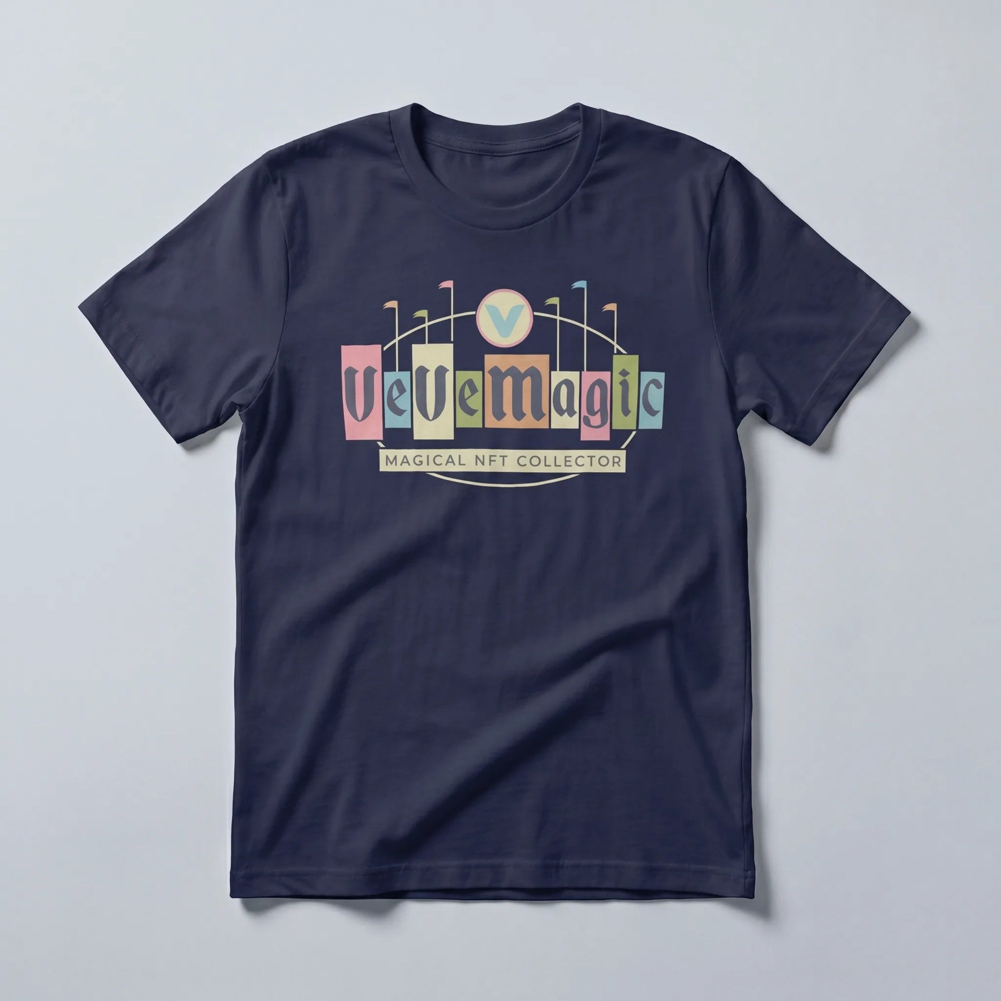VeVe Magic T-Shirt — fandom collecting tee in navy, flat-lay front view from Common Club