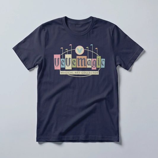 VeVe Magic T-Shirt — fandom collecting tee in navy, flat-lay front view from Common Club