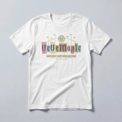VeVe Magic T-Shirt — VeVe Magic MAGICAL NFT COLLECTOR tee in white, flat-lay front view from Common Club