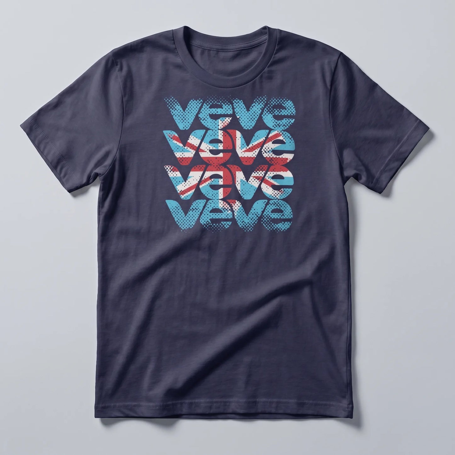VeVe UK DesignerCon T-Shirt — midnight navy collector tee, flat-lay front view