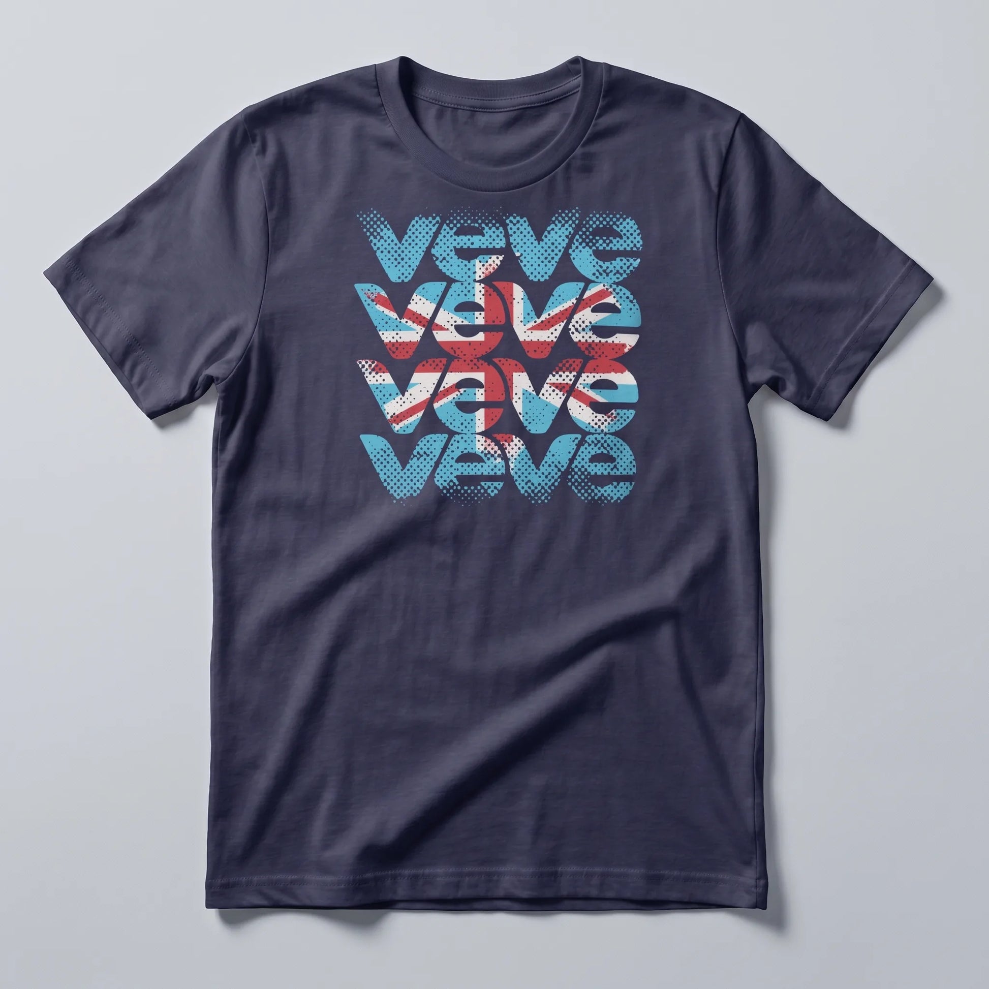 VeVe UK DesignerCon T-Shirt — midnight navy collector tee, flat-lay front view