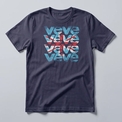 VeVe UK DesignerCon T-Shirt — midnight navy collector tee, flat-lay front view