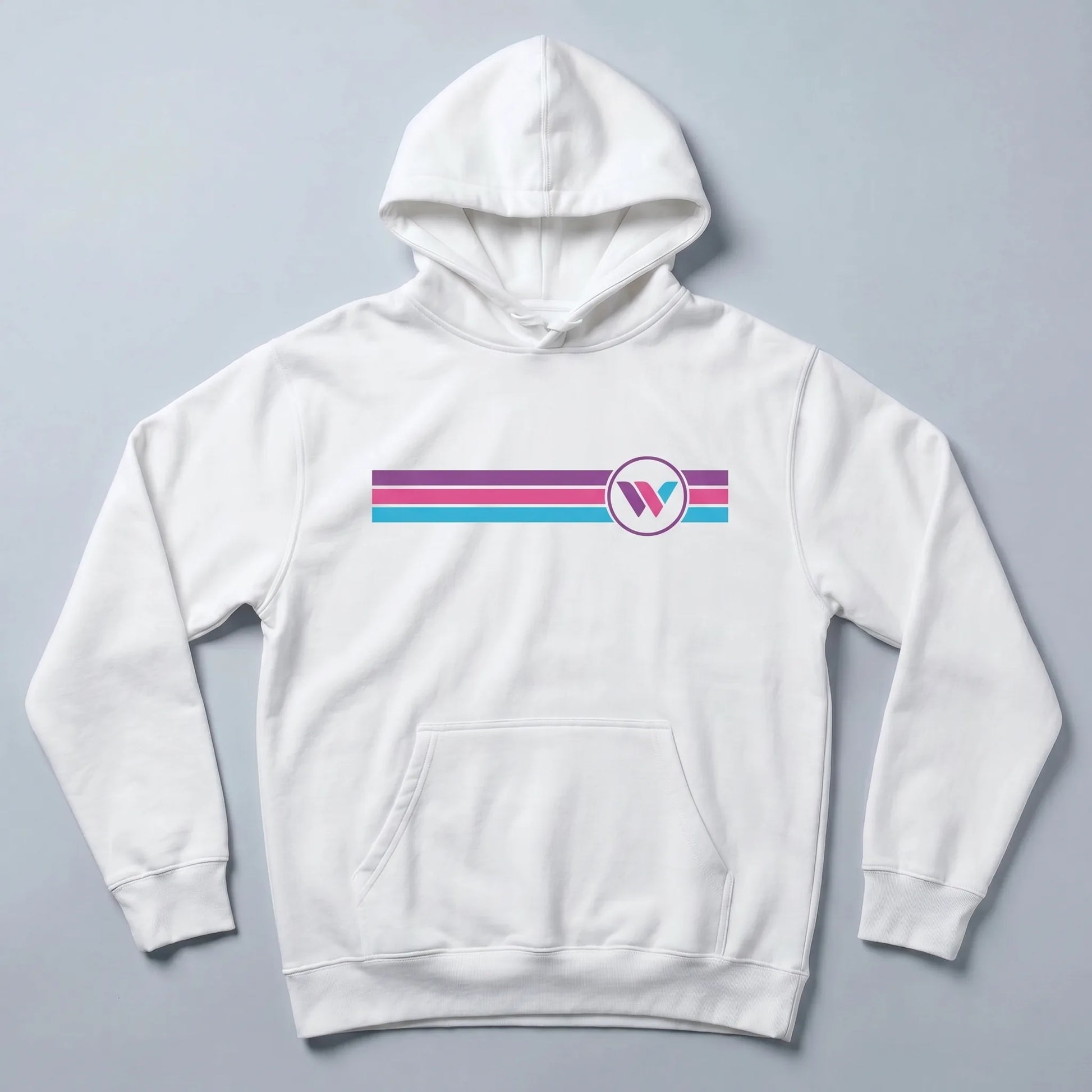 Women of VeVe Retro Lines Premium Hoodie — fandom collecting hoodie from Common Club, retro stripes flat lay