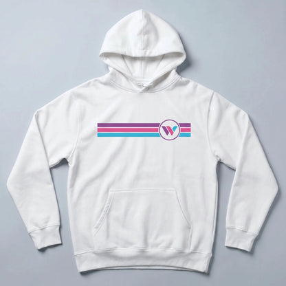 Women of VeVe Retro Lines Premium Hoodie — fandom collecting hoodie from Common Club, retro stripes flat lay