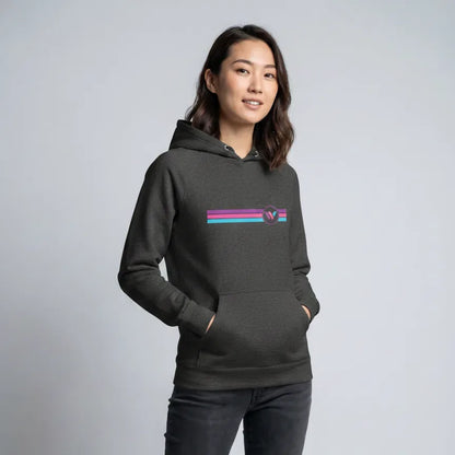 Women of VeVe Retro Lines Premium Hoodie — fandom collecting hoodie from Common Club, modeled studio