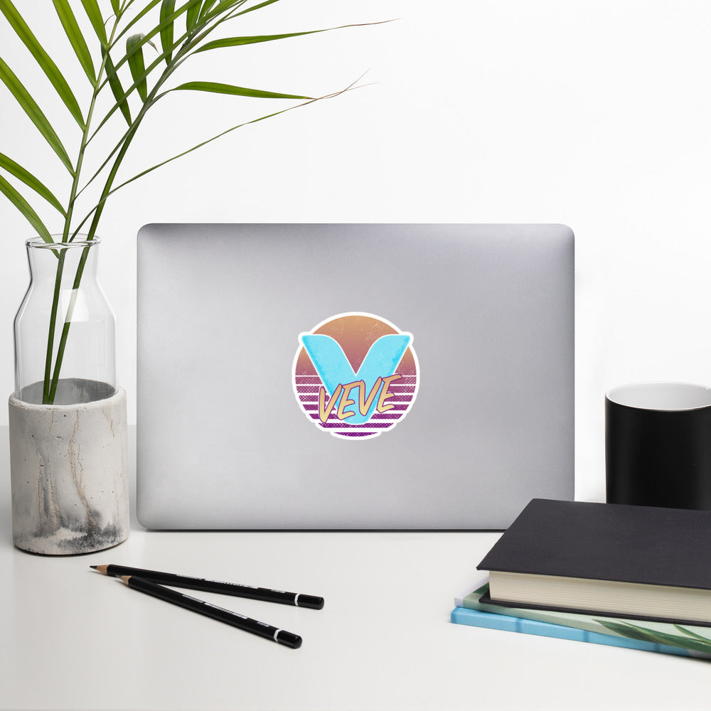 Veve Collectables Retro Logo Sticker on a laptop