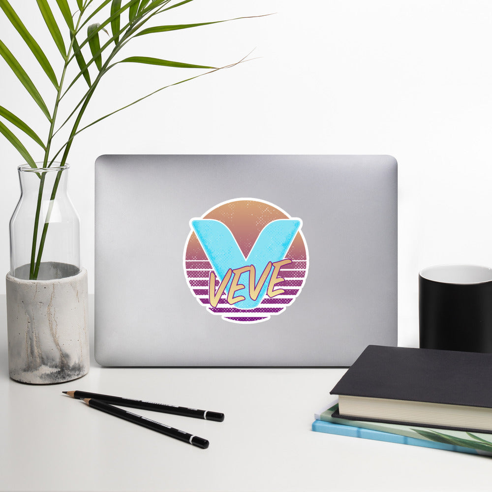 Veve Collectables Retro Logo Sticker on a laptop