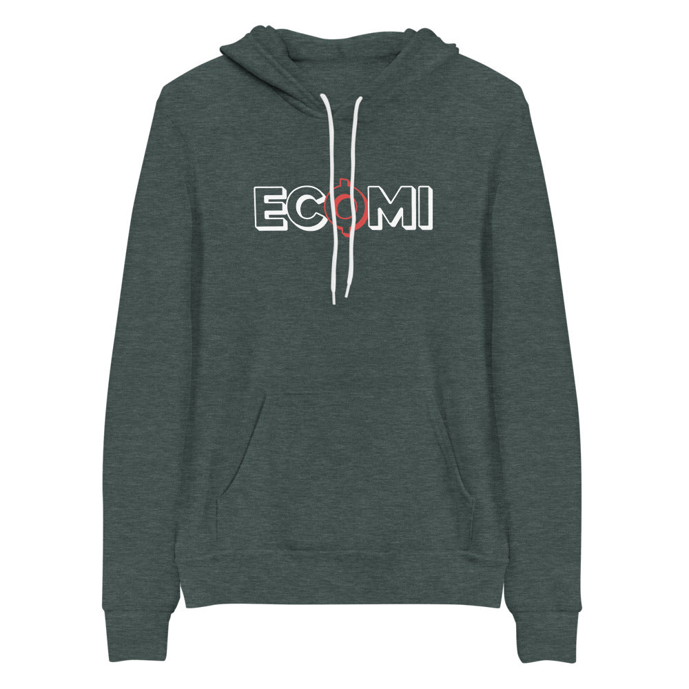 heather forest green Ecomi Text Logo unisex hoodie