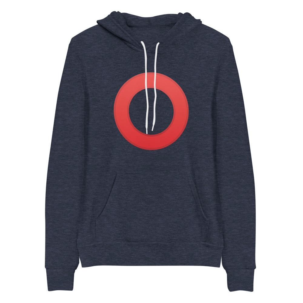 Heather navy blue Ecomi OMI Red Circle Logo unisex hoodie