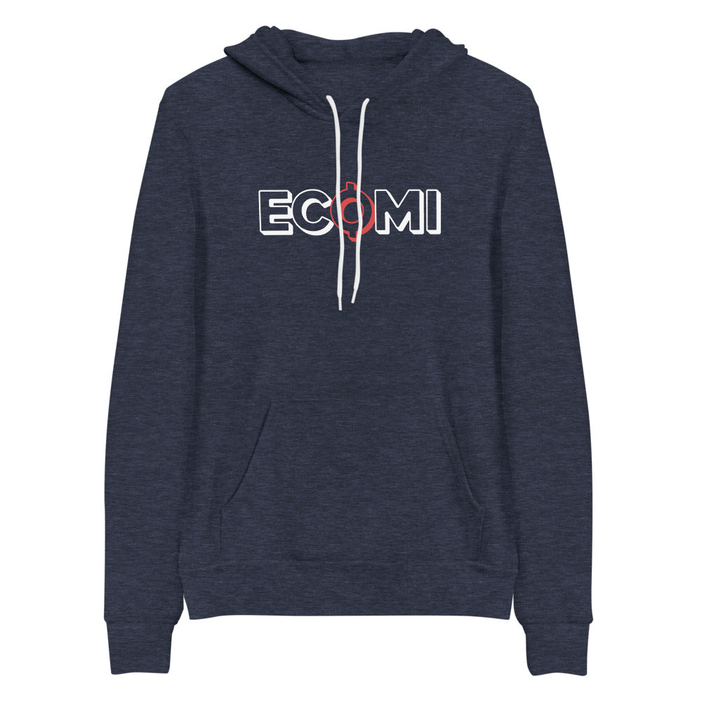 heather navy blue Ecomi Text Logo unisex hoodie