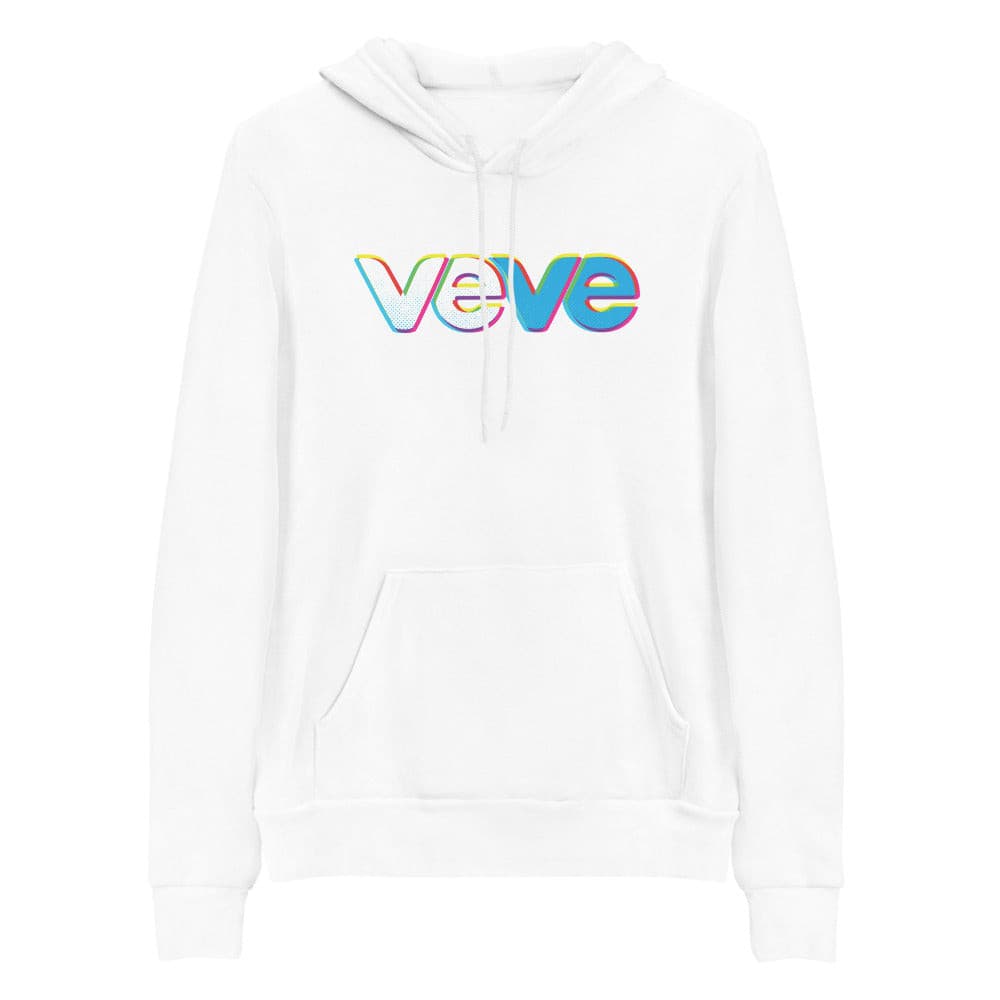 white Veve Collectables Primary Glow Logo unisex hoodie
